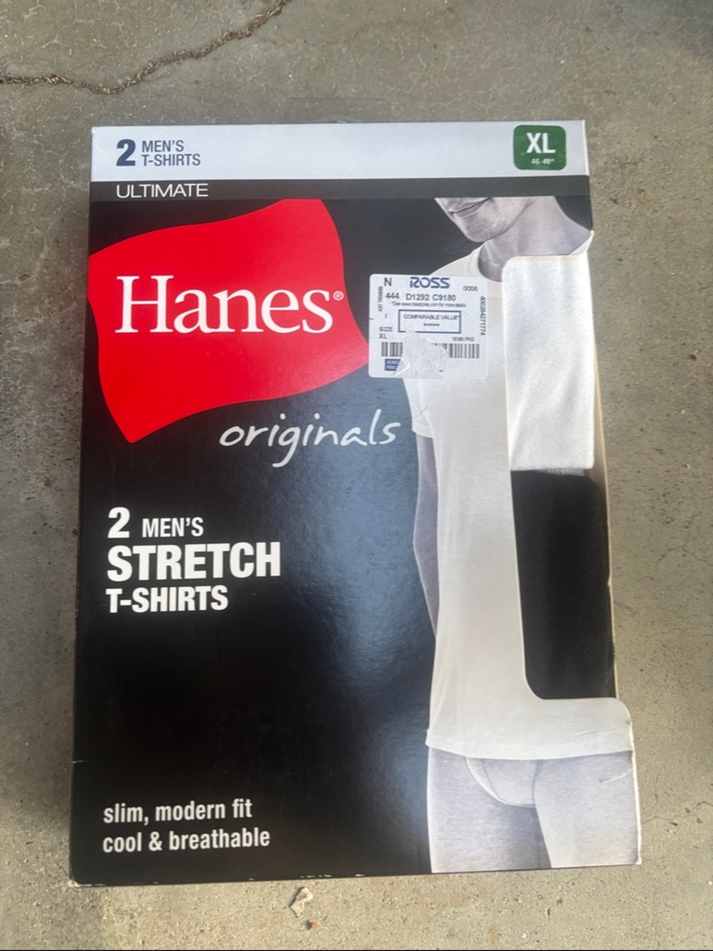 Hanes 2-Pack Stretch T-Shirts - White & Black (XL)